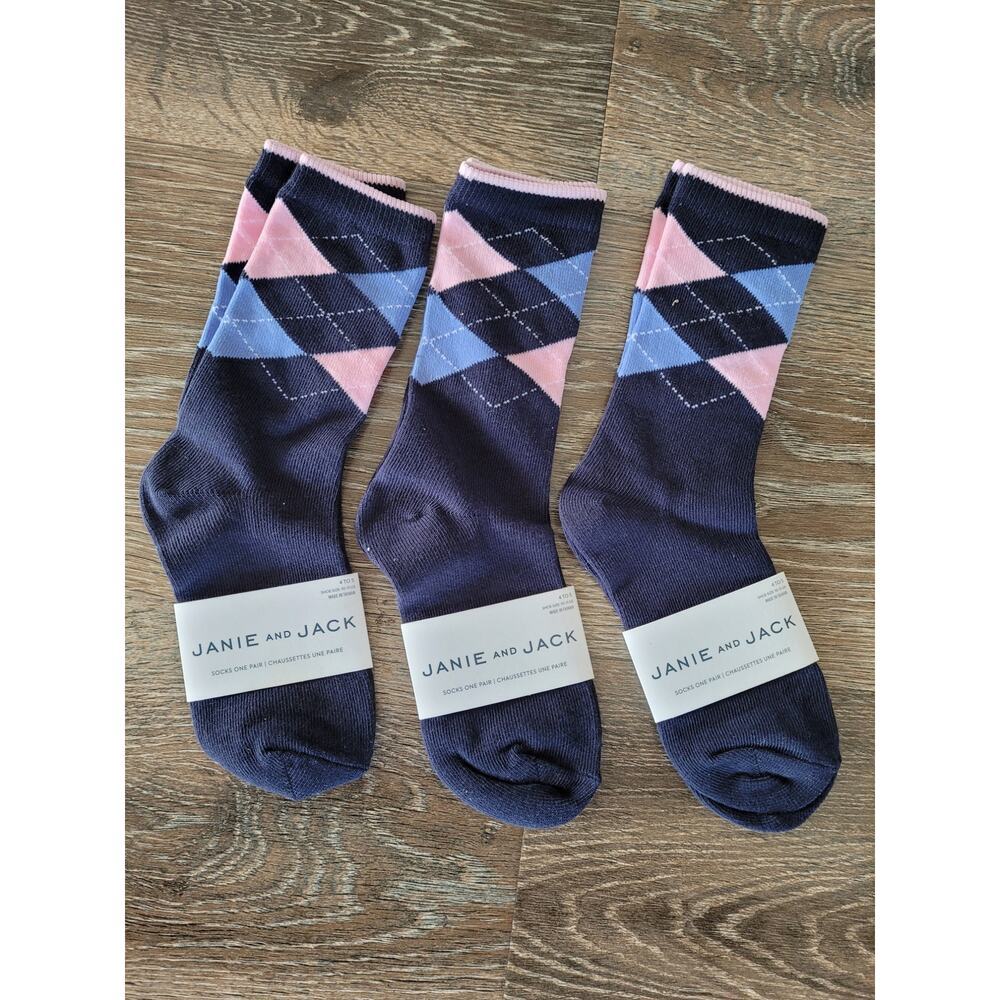 Janie and Jack Boys Argyle Socks set of 3 NEW size 4-5 #8